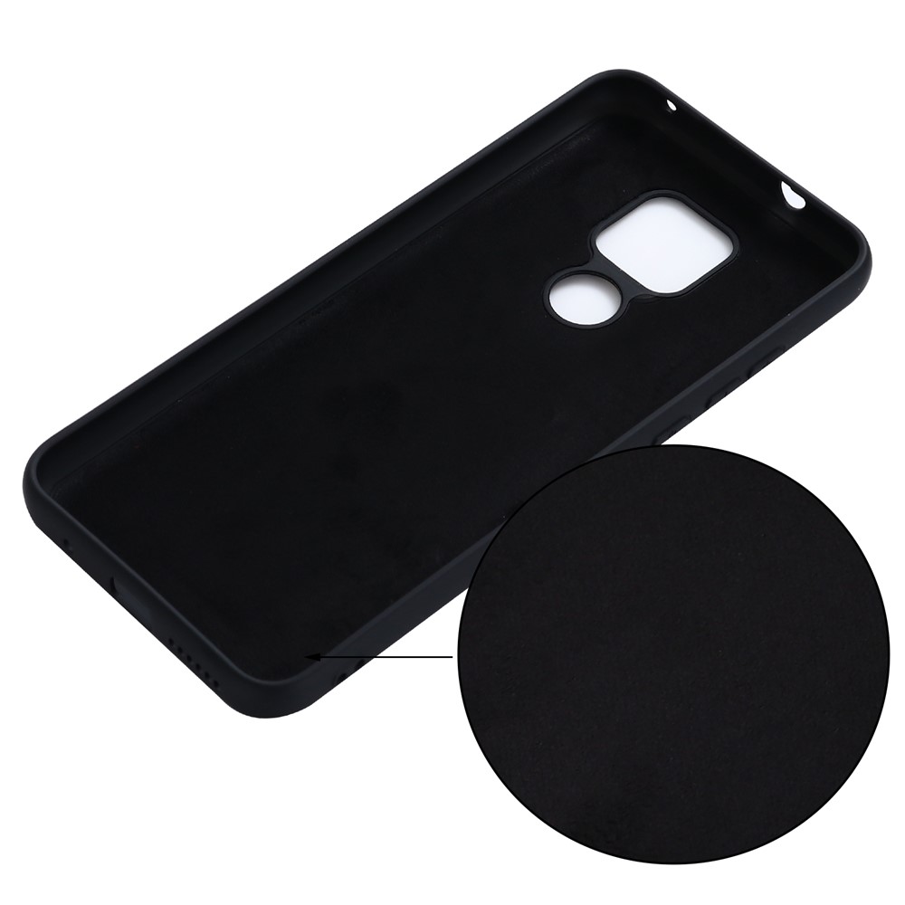 Solid Color Liquid Silicone Soft Phone Case Protective Shell with Strap for Motorola Moto G Play (2021) - Black-3