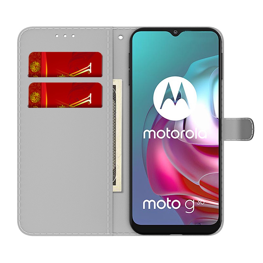 Fog Pattern Printing Leather Cover Stand Wallet Phone Case Shell for Motorola Moto G30/G10 - Blue-4