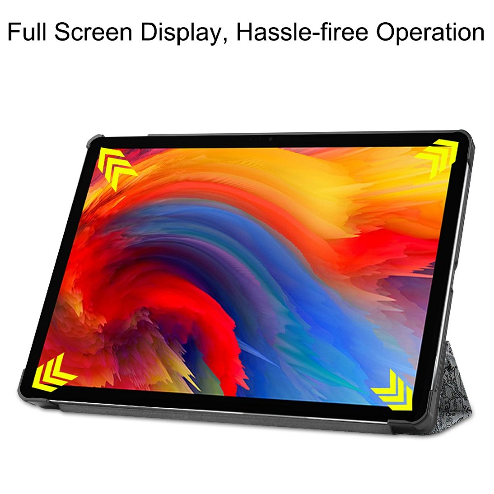 Tri-fold Stand Pattern Printing PU Leather Smart Tablet Cover Case for Lenovo Pad Plus - Eiffel Tower and Map-4