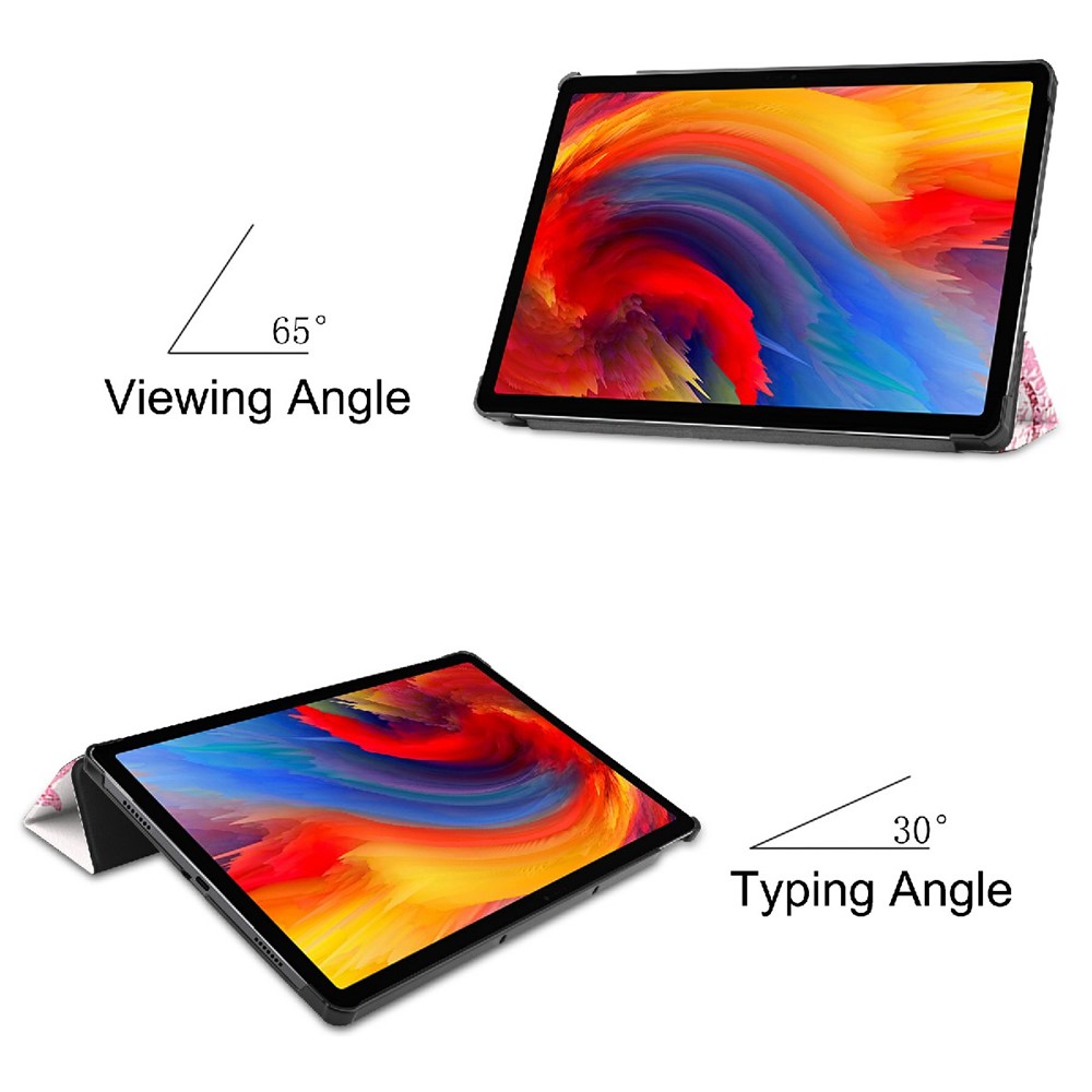 Tri-Fold-Stand-Muster-Druck-PU-Leder-Smart Tablet-Abdeckungs-Fall Für Lenovo-Pad Plus - Schmetterlingsmädchen-3