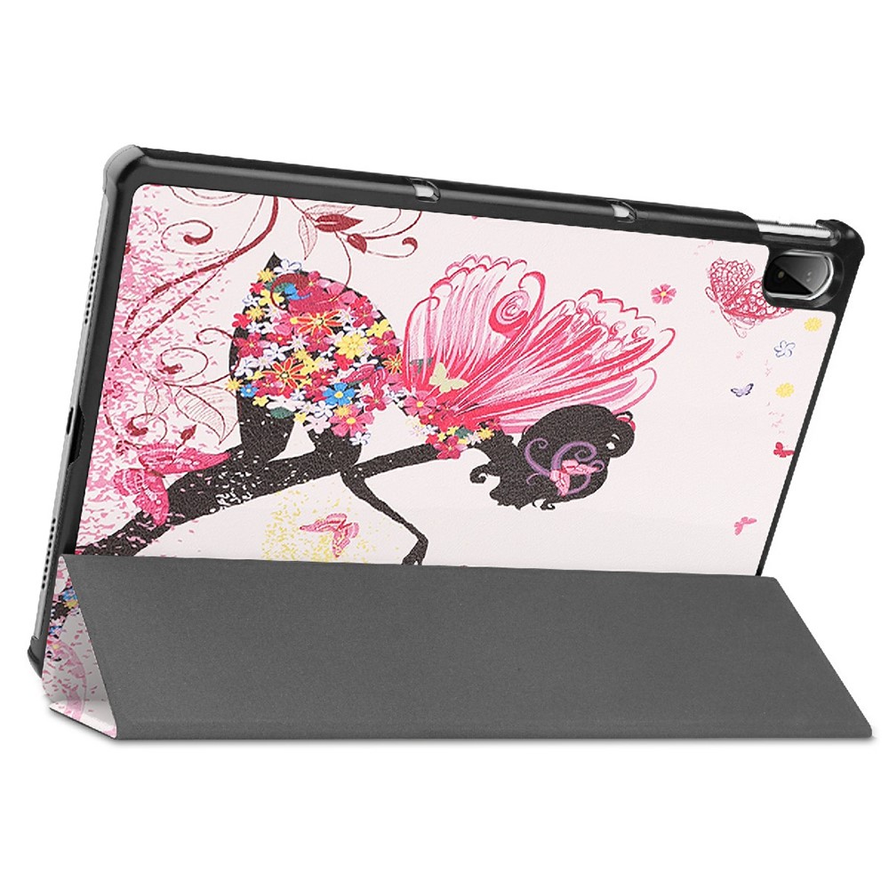 Tri-Fold-Stand-Muster-Druck-PU-Leder-Smart Tablet-Abdeckungs-Fall Für Lenovo-Pad Plus - Schmetterlingsmädchen-6