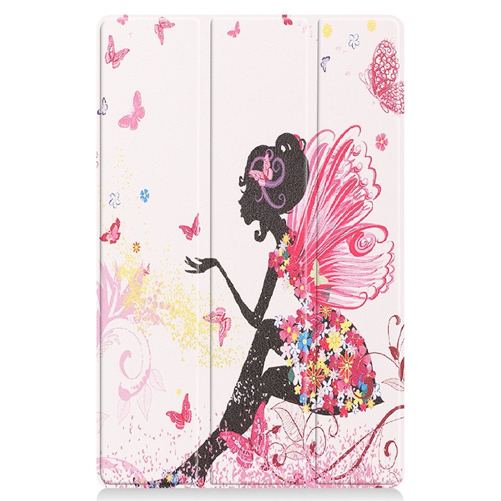 Tri-Fold-Stand-Muster-Druck-PU-Leder-Smart Tablet-Abdeckungs-Fall Für Lenovo-Pad Plus - Schmetterlingsmädchen-8