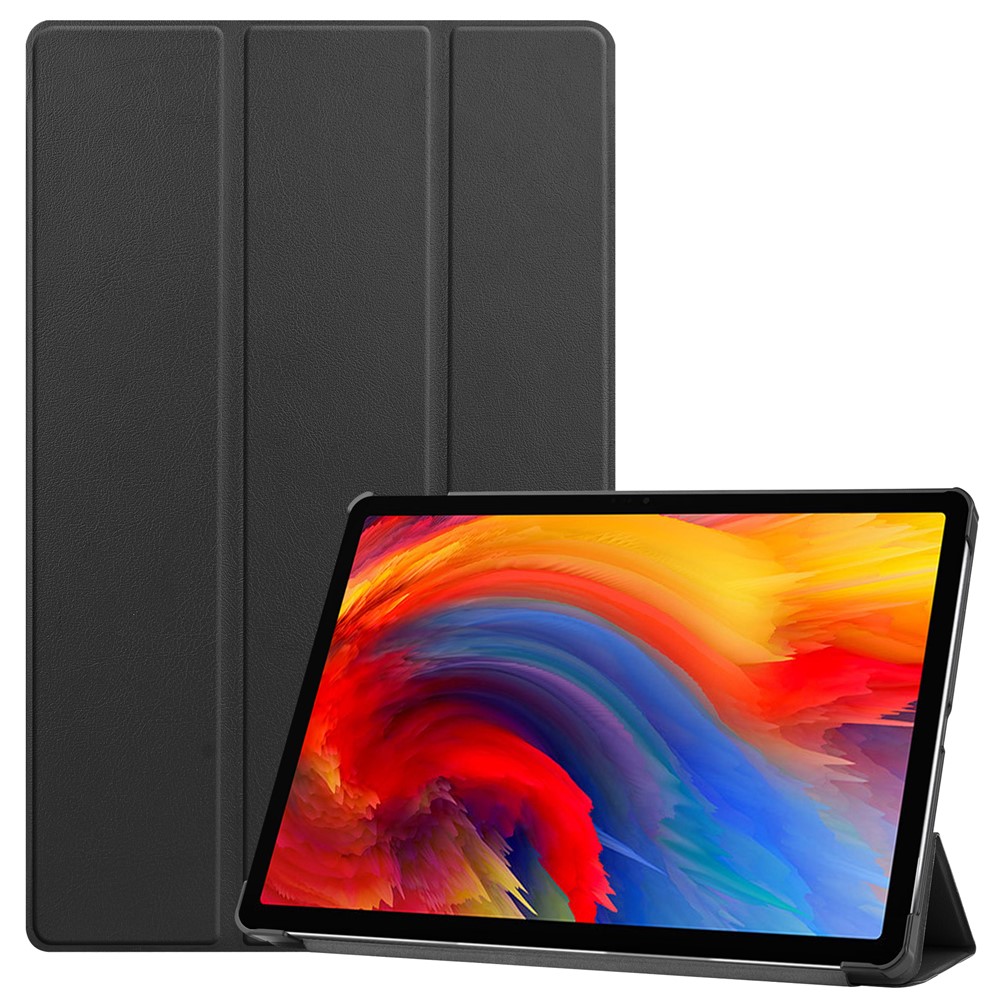 PU Leather Auto Wake/Sleep Tri-fold Stand Case Cover Shell for Lenovo Pad Plus - Black-1