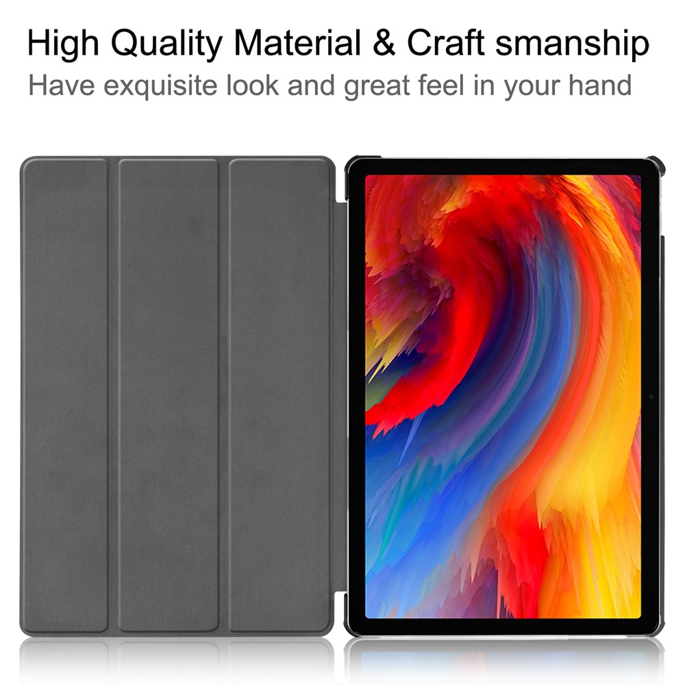 PU Leather Auto Wake/Sleep Tri-fold Stand Case Cover Shell for Lenovo Pad Plus - Black-5