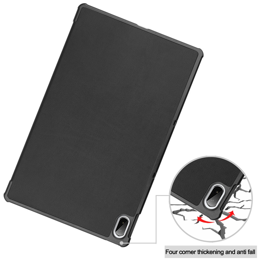 PU le Cuir Auto Auto Wake / Sleep Tri Fold Sheple Cover Shell Pour Lenovo Pad Plus - le Noir-7