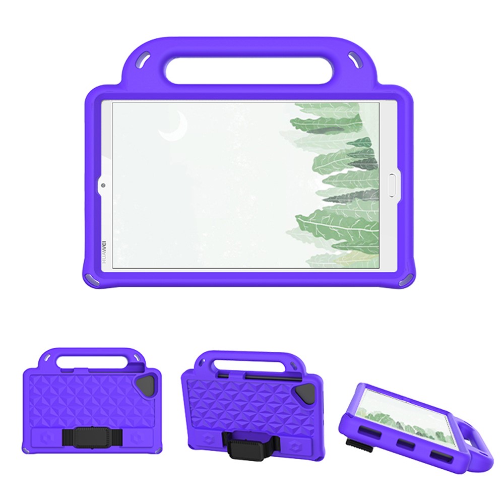 Rhombus Style Handle Stand Lightweight EVA Rugged Drop Protection Cover with Shoulder Strap for Lenovo Tab M8 TB-8505F - Purple-1
