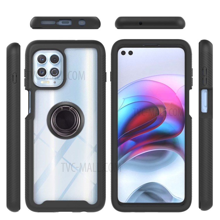 3 in 1 TPU + PC Hybrid Phone Cover Case with Kickstand for Motorola Edge S/Moto G100 - Black-3