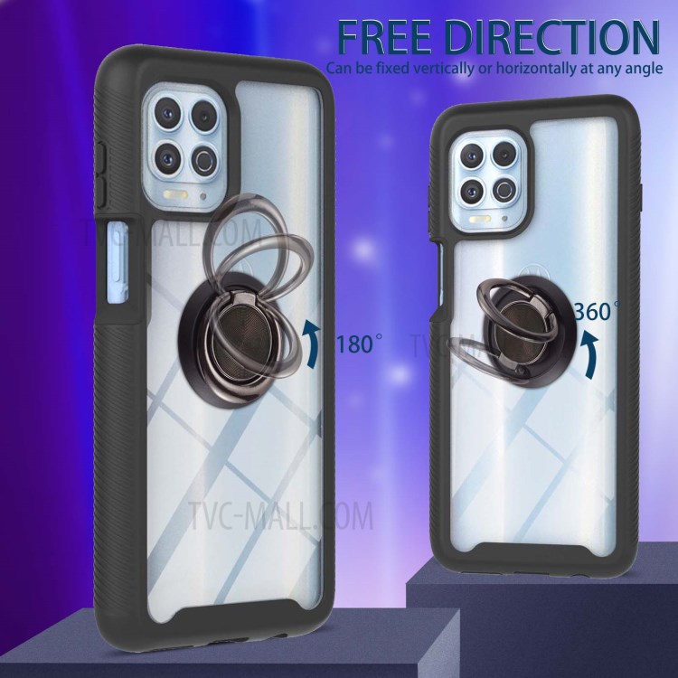 3 in 1 TPU + PC Hybrid Phone Cover Case with Kickstand for Motorola Edge S/Moto G100 - Black-4