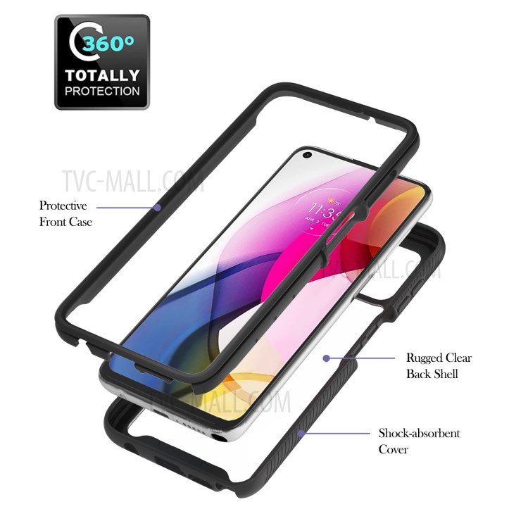 TPU + PC Combo 3 in 1 Hybrid Phone Cover Case with Kickstand for Motorola Moto G Stylus (2021) - Black-2