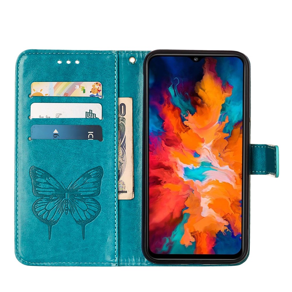 Imprint Butterfly Pattern Horizontal Flip PU Leather Case with Wallet & Lanyard for Motorola Moto G50 - Blue-5