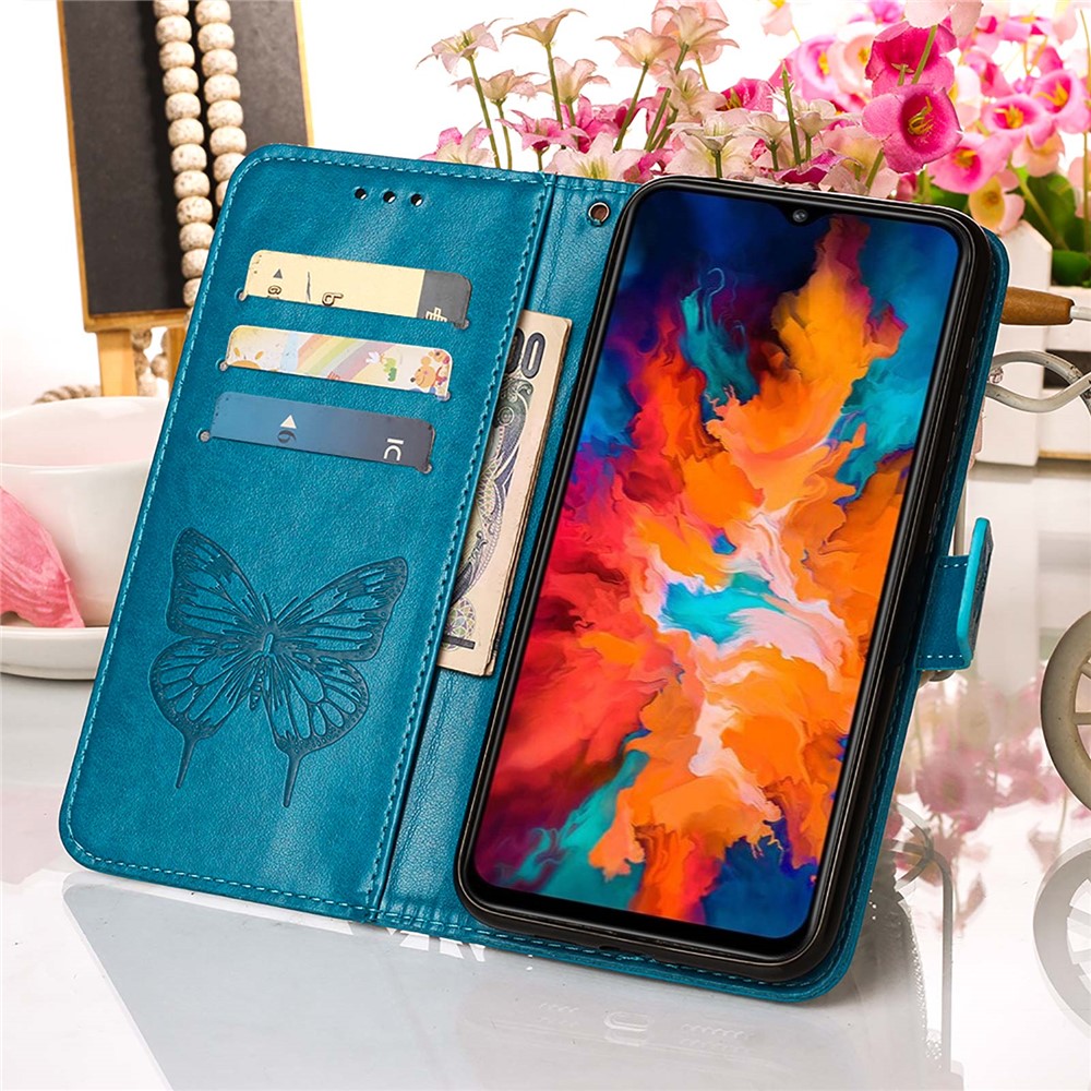 Imprint Butterfly Pattern Horizontal Flip PU Leather Case with Wallet & Lanyard for Motorola Moto G50 - Blue-9