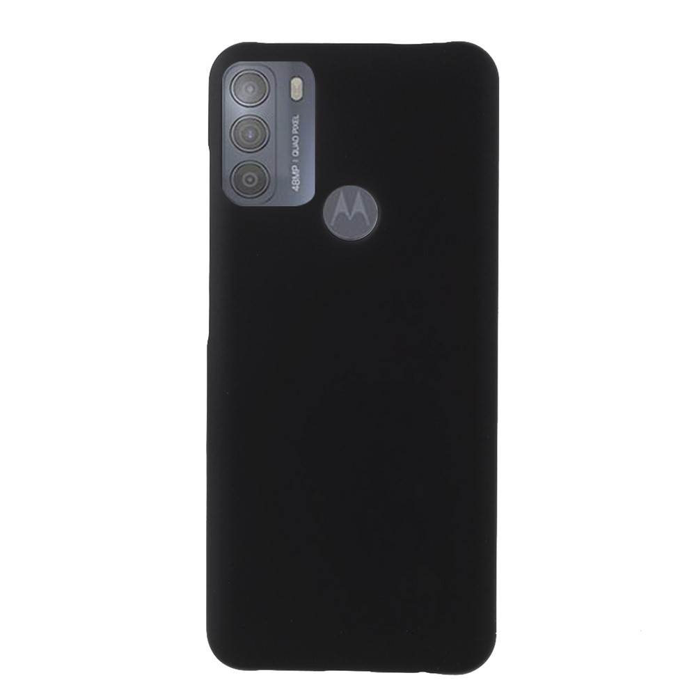 Well-Protected Glossy Rubberized PC Hard Phone Case for Motorola Moto G50 - Black-1