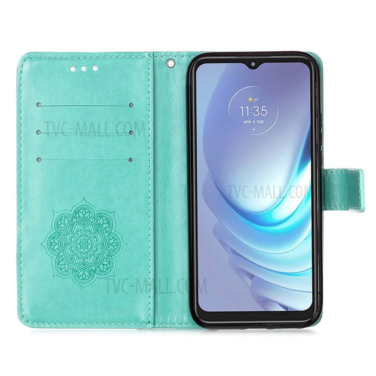 Dream Catcher Imprint Pattern Wallet Stand Leather Protective Phone Shell for Motorola Moto G50 - Green-2