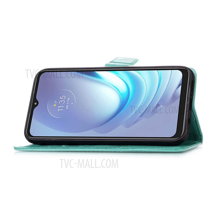Dream Catcher Imprint Pattern Wallet Stand Leather Protective Phone Shell for Motorola Moto G50 - Green-3