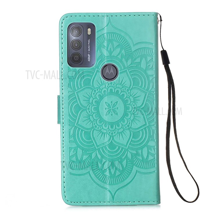 Dream Catcher Imprint Pattern Wallet Stand Leather Protective Phone Shell for Motorola Moto G50 - Green-6