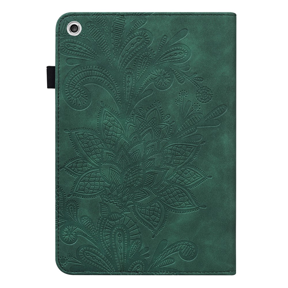 Imprint Flower Pattern Multiple Viewing Angles Stand Leather Folio Case Cover for Lenovo M10 FHD REL TB-X505L / TB-X505F / TB-X605L / TB-X605F P10 (TB-X705F TB-X705L) - Green-3