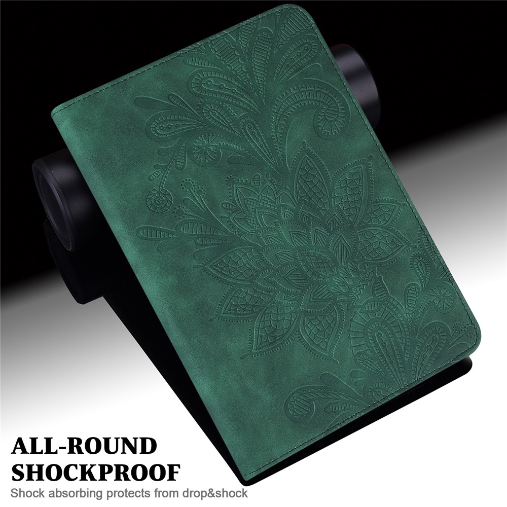 Imprint Flower Pattern Multiple Viewing Angles Stand Leather Folio Case Cover for Lenovo M10 FHD REL TB-X505L / TB-X505F / TB-X605L / TB-X605F P10 (TB-X705F TB-X705L) - Green-6