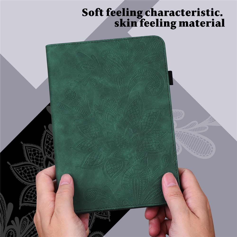 Imprint Flower Pattern Multiple Viewing Angles Stand Leather Folio Case Cover for Lenovo M10 FHD REL TB-X505L / TB-X505F / TB-X605L / TB-X605F P10 (TB-X705F TB-X705L) - Green-7