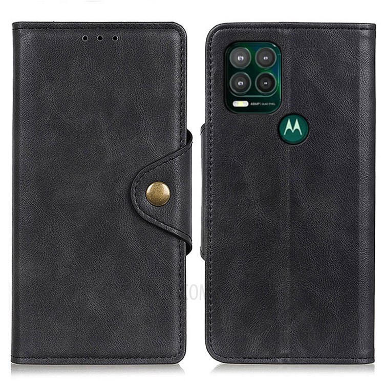 Magnetic Buckle Design PU Leather Wallet Stand Case for Motorola Moto G Stylus 5G - Black-1