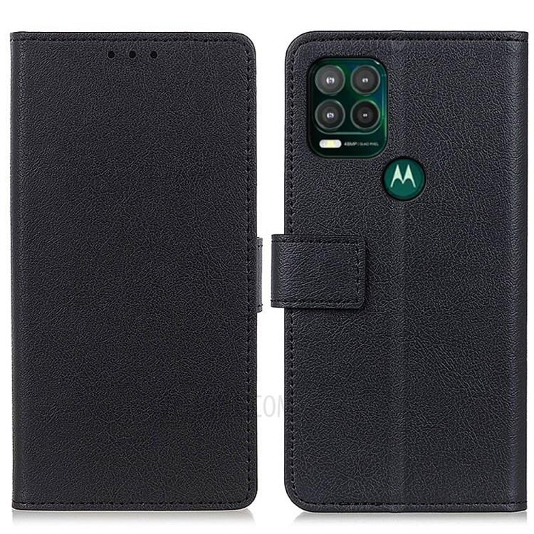 All-round Textured PU Leather Wallet Stand Case for Motorola Moto G Stylus 5G - Black-1