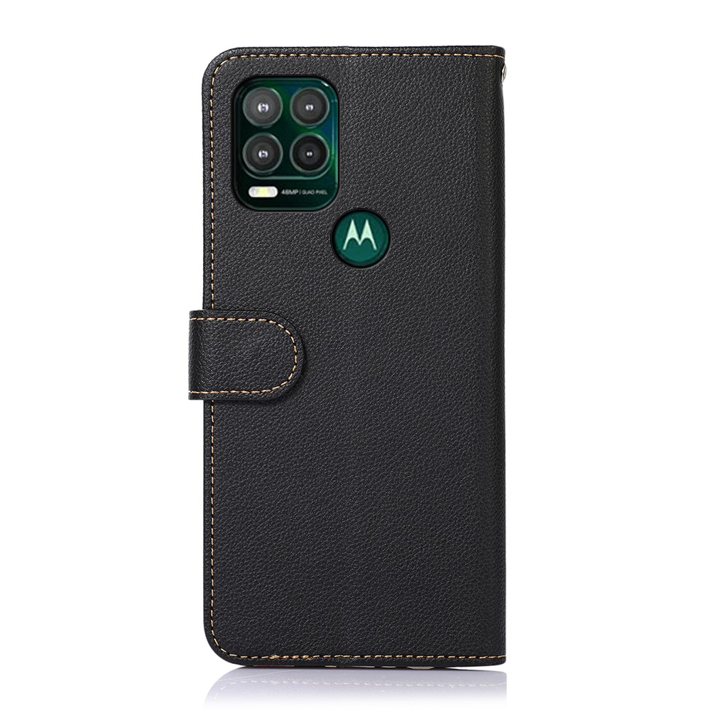 KHAZNEH All-round RFID Anti-theft Swiping Function Leather Phone Case for Motorola Moto G Stylus 5G Litchi Skin Cover - Black-3