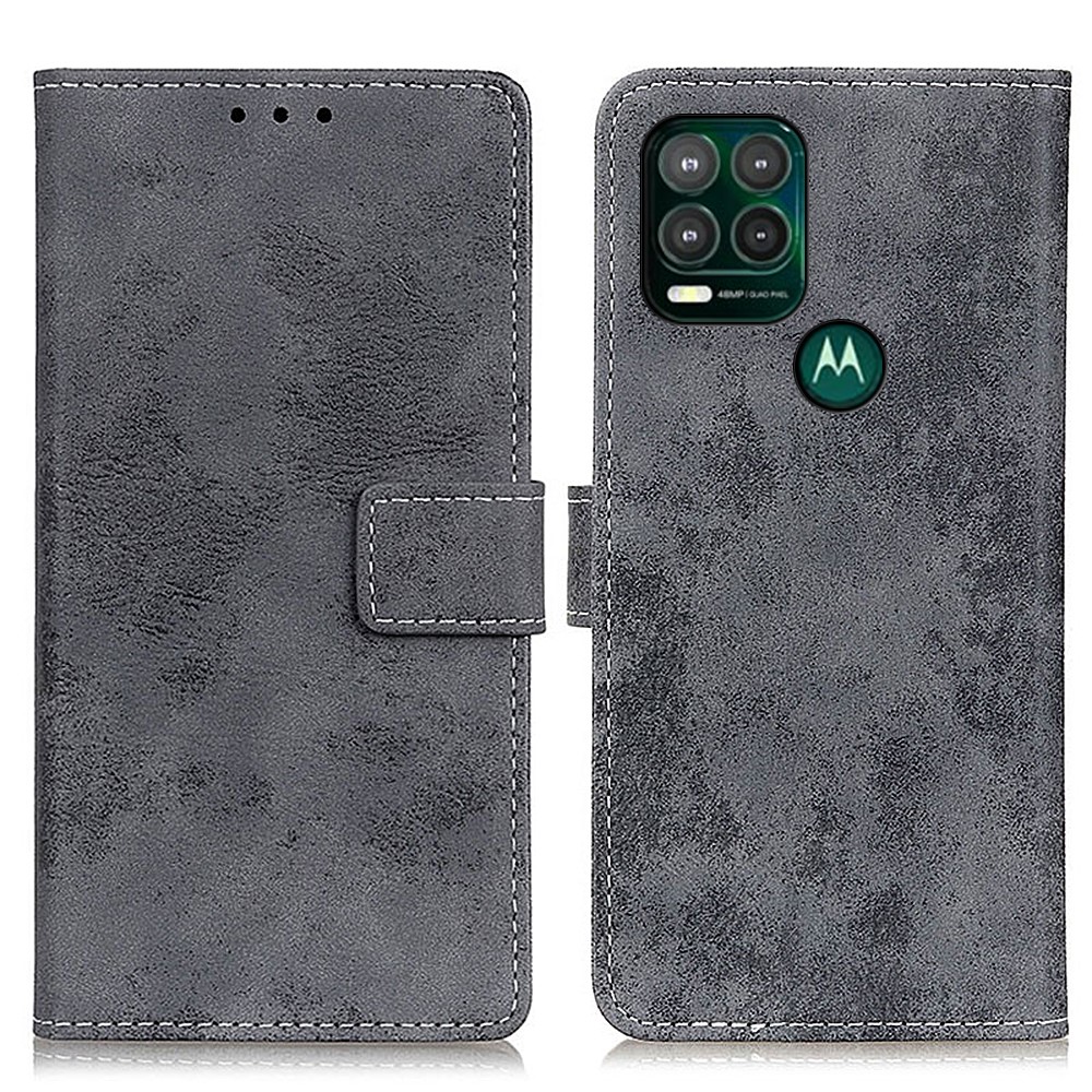 Vintage Design Wallet PU Leather Book Style Shockproof Case Cover for Motorola Moto G Stylus 5G - Black-1