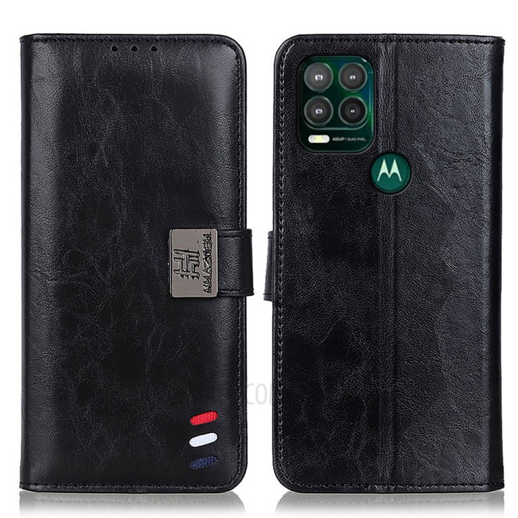 Premium PU Leather Case Magnetic Closure Folio Wallet Phone Case for Motorola Moto G Stylus 5G - Black-1