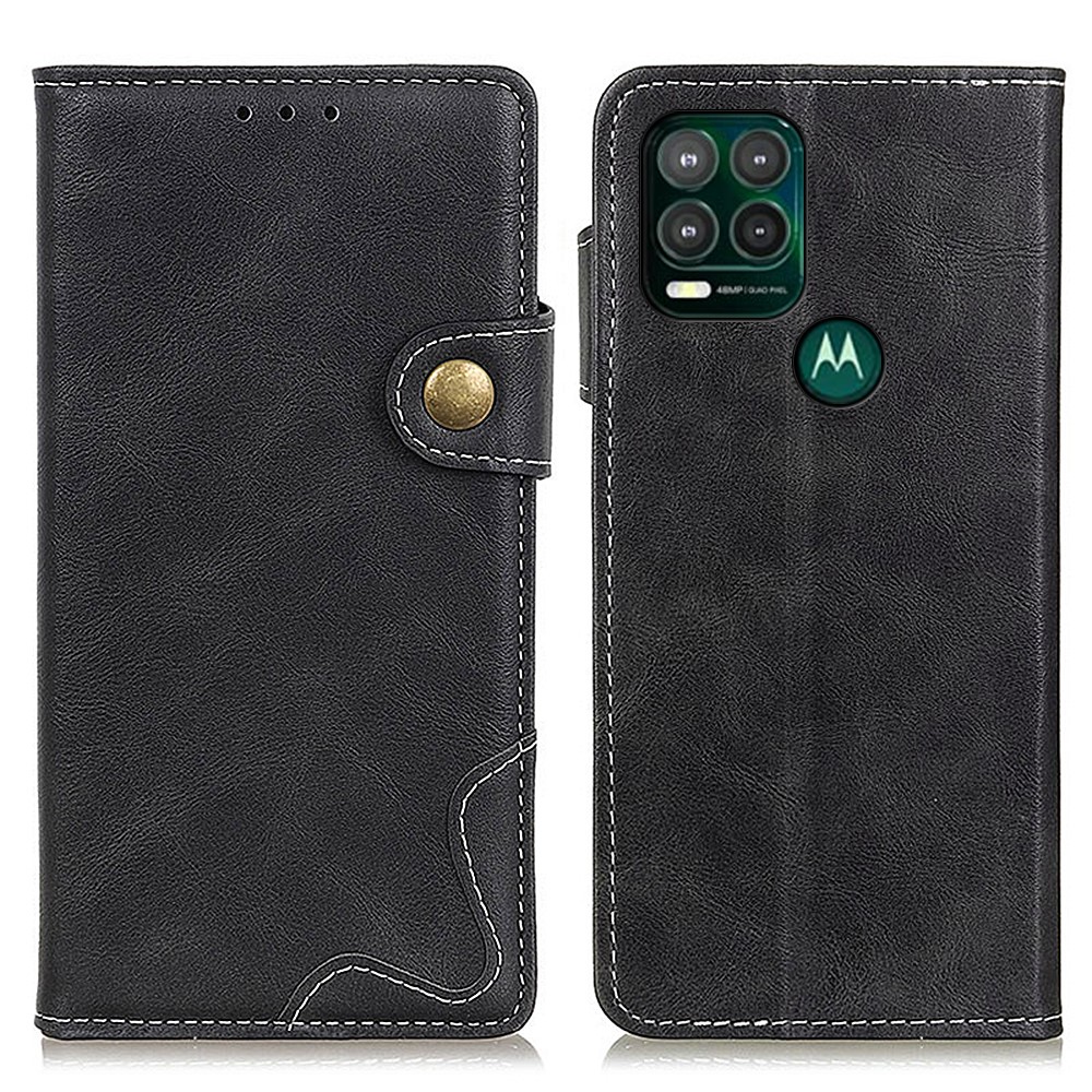Full Body Protection Drop Protection S-shape Textured Protective PU Leather Case for Motorola Moto G Stylus 5G - Black-1