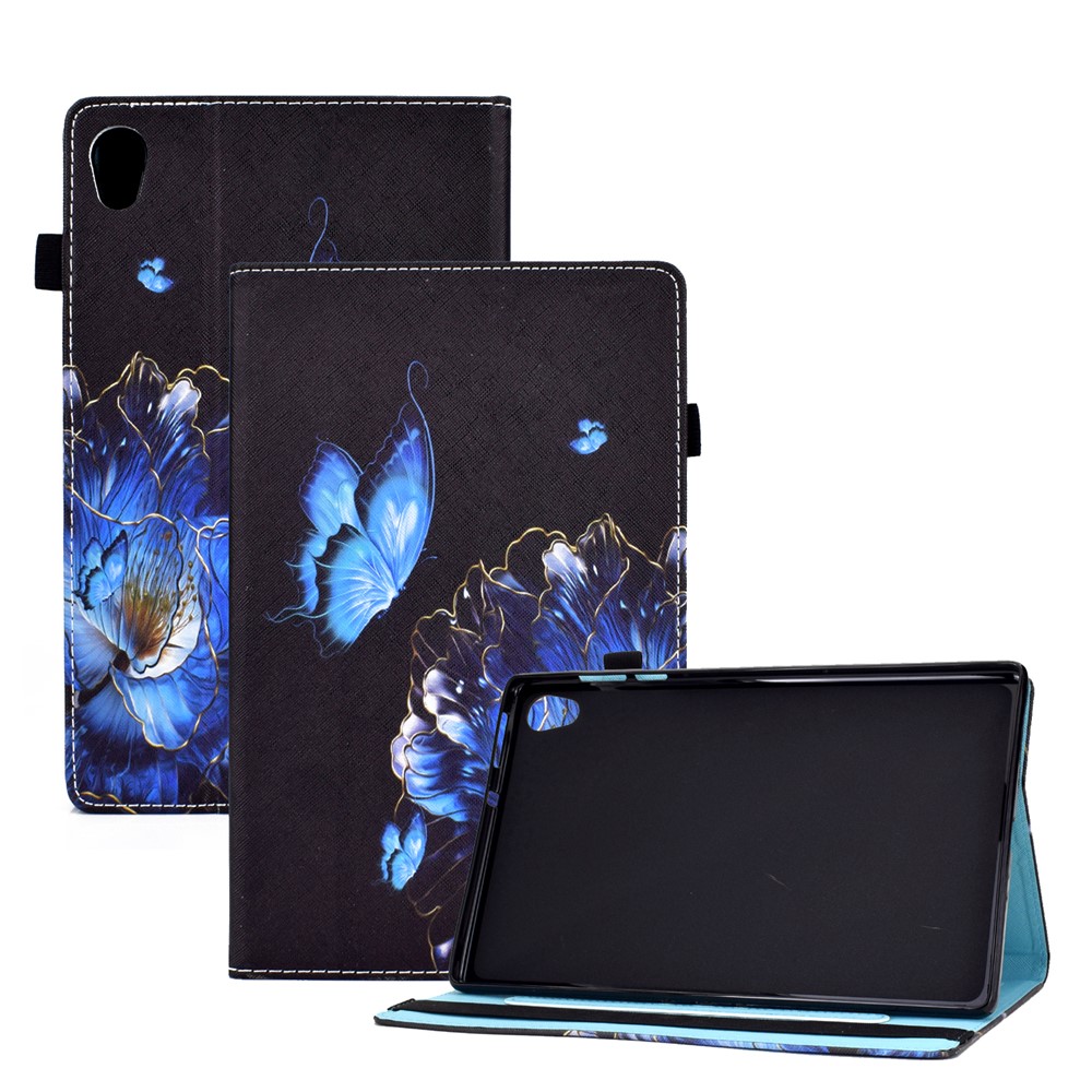 Pattern Printing Stand Cover Card Slots Protective Case with Elastic Band for Lenovo Tab M10 HD Gen 2 - Butterfly and Flower-9