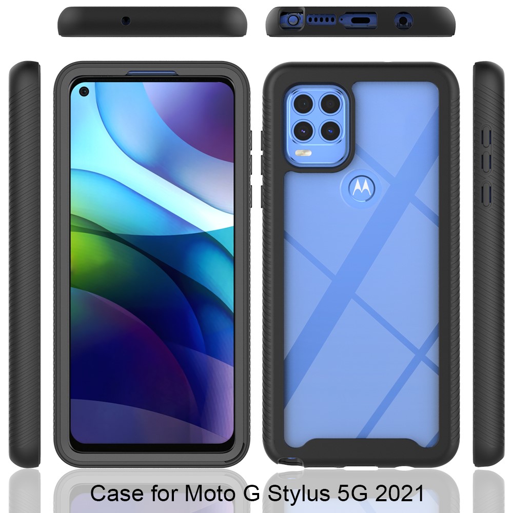 PC + TPU + Acrylic Hybrid Shockproof Shell Cover for Motorola Moto G Stylus 5G - Black-6