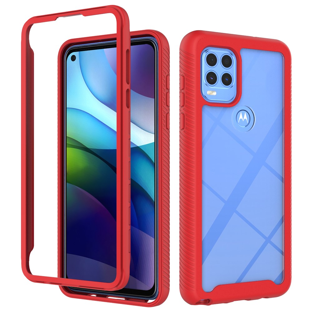 PC + TPU + Acrylic Hybrid Shockproof Shell Cover for Motorola Moto G Stylus 5G - Red-1