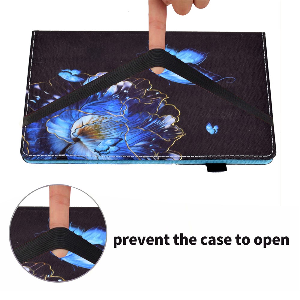 Full Body Protective Pattern Printing Elastic Band Stand Back Cover for Lenovo Tab M10 TB-X605F / Tab M10 HD TB-X505 - Butterfly and Flower-2