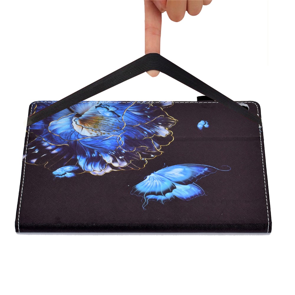Full Body Protective Pattern Printing Elastic Band Stand Back Cover for Lenovo Tab M10 TB-X605F / Tab M10 HD TB-X505 - Butterfly and Flower-9