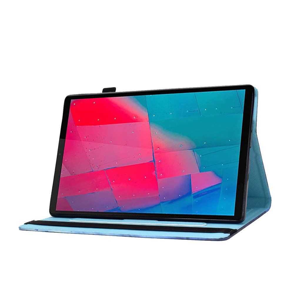 Anti-Vibration and Anti-Slip Pattern Printing Elastic Band Stand Card Holder Cover Case for Lenovo Tab M10 Plus TB-X606F - Butterfly and Flower-6