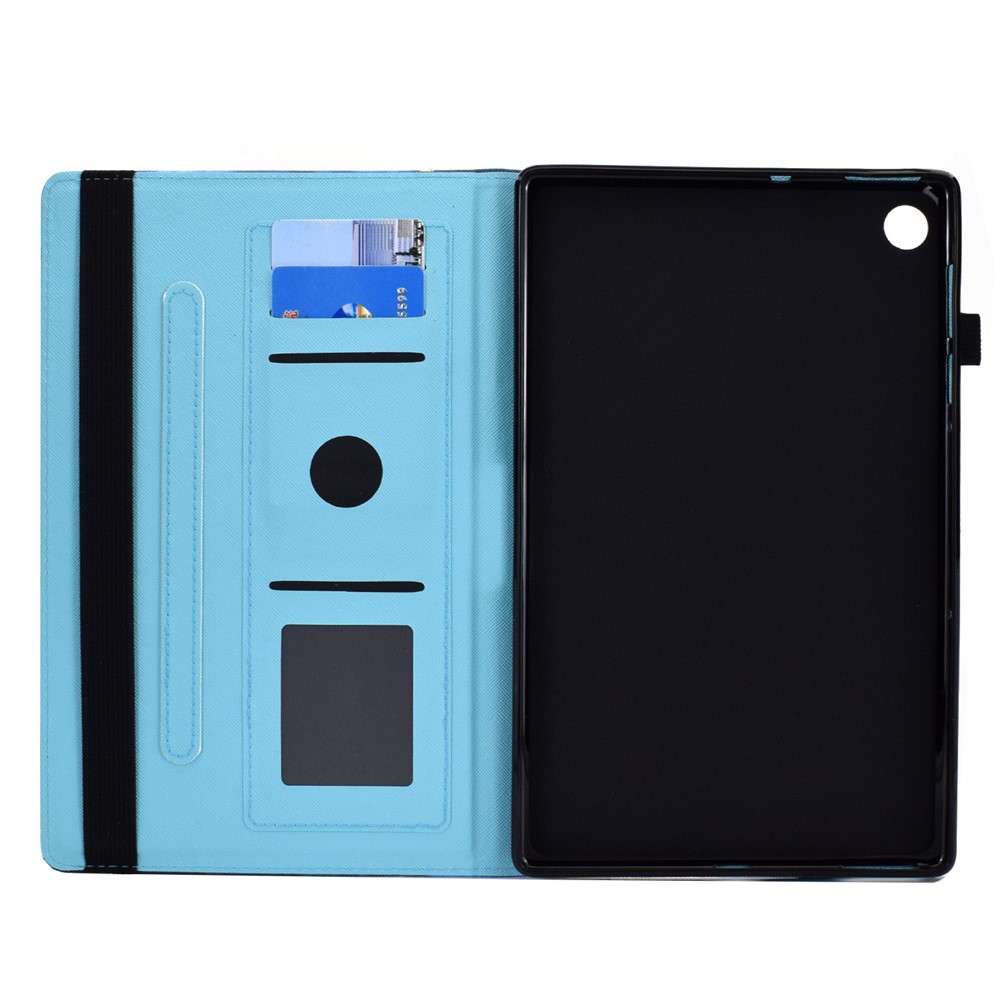 Anti-Vibration and Anti-Slip Pattern Printing Elastic Band Stand Card Holder Cover Case for Lenovo Tab M10 Plus TB-X606F - Butterfly and Flower-8