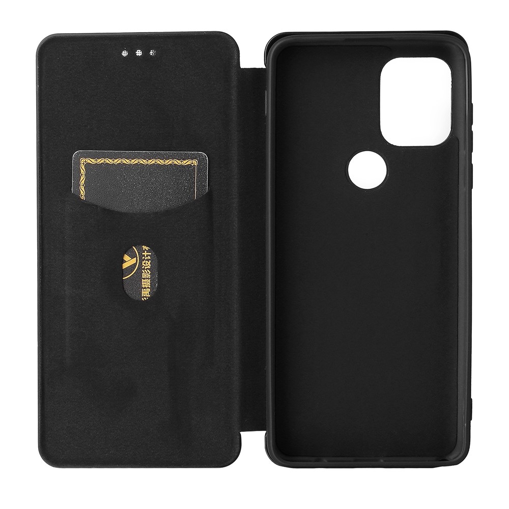 Automatic Absorption Carbon Fiber Texture Leather Case with Card Slot and Ring Strap for Motorola Moto G Stylus 5G - Black-5