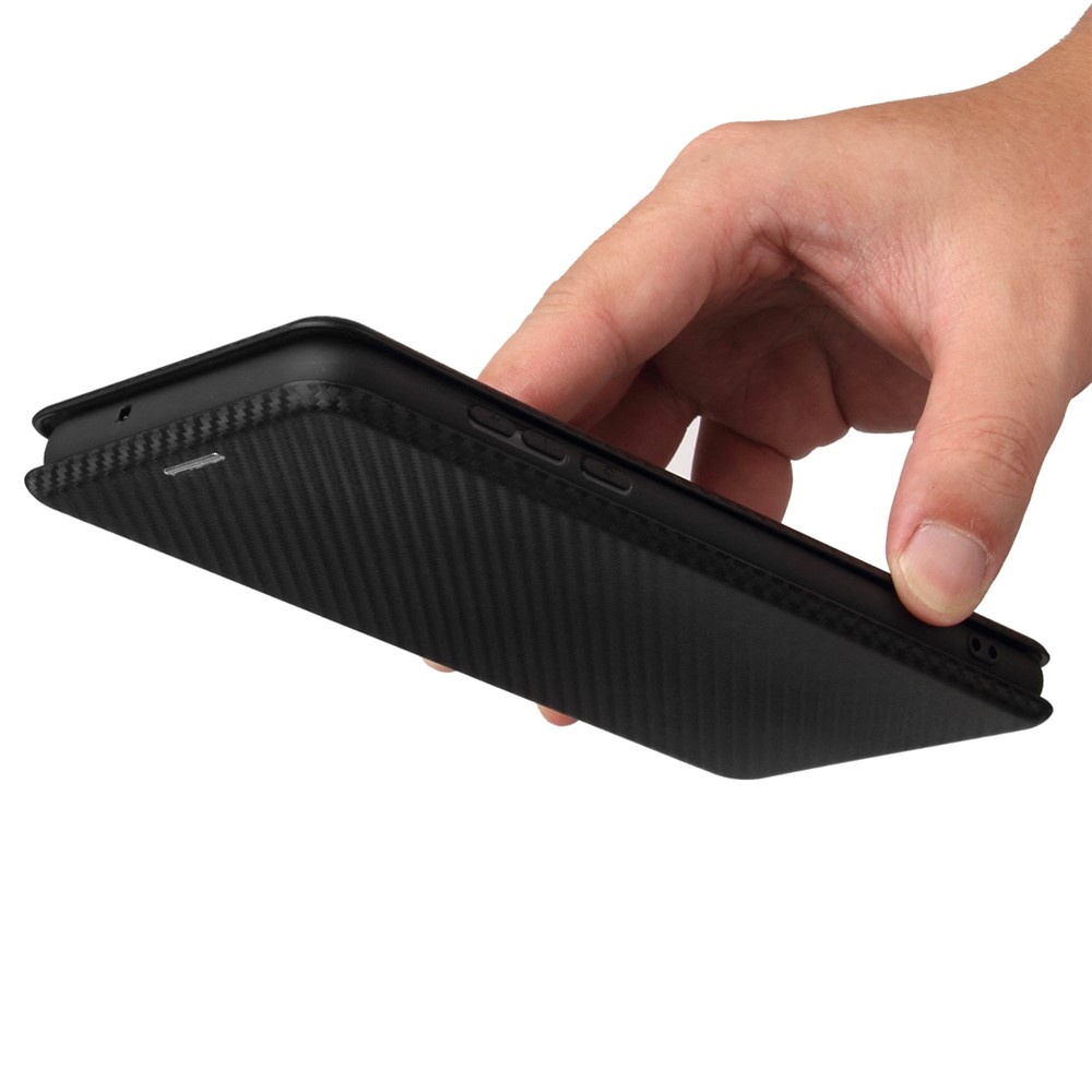 Automatic Absorption Carbon Fiber Texture Leather Case with Card Slot and Ring Strap for Motorola Moto G Stylus 5G - Black-8