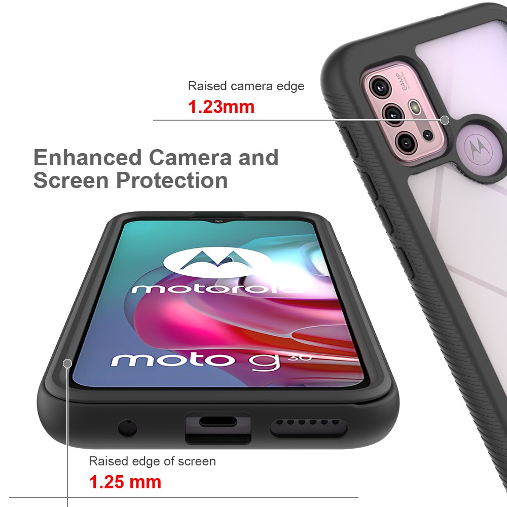 Well-Protected TPU + PC Hybrid Case Protective Cover for Motorola Moto G30 - Black-3