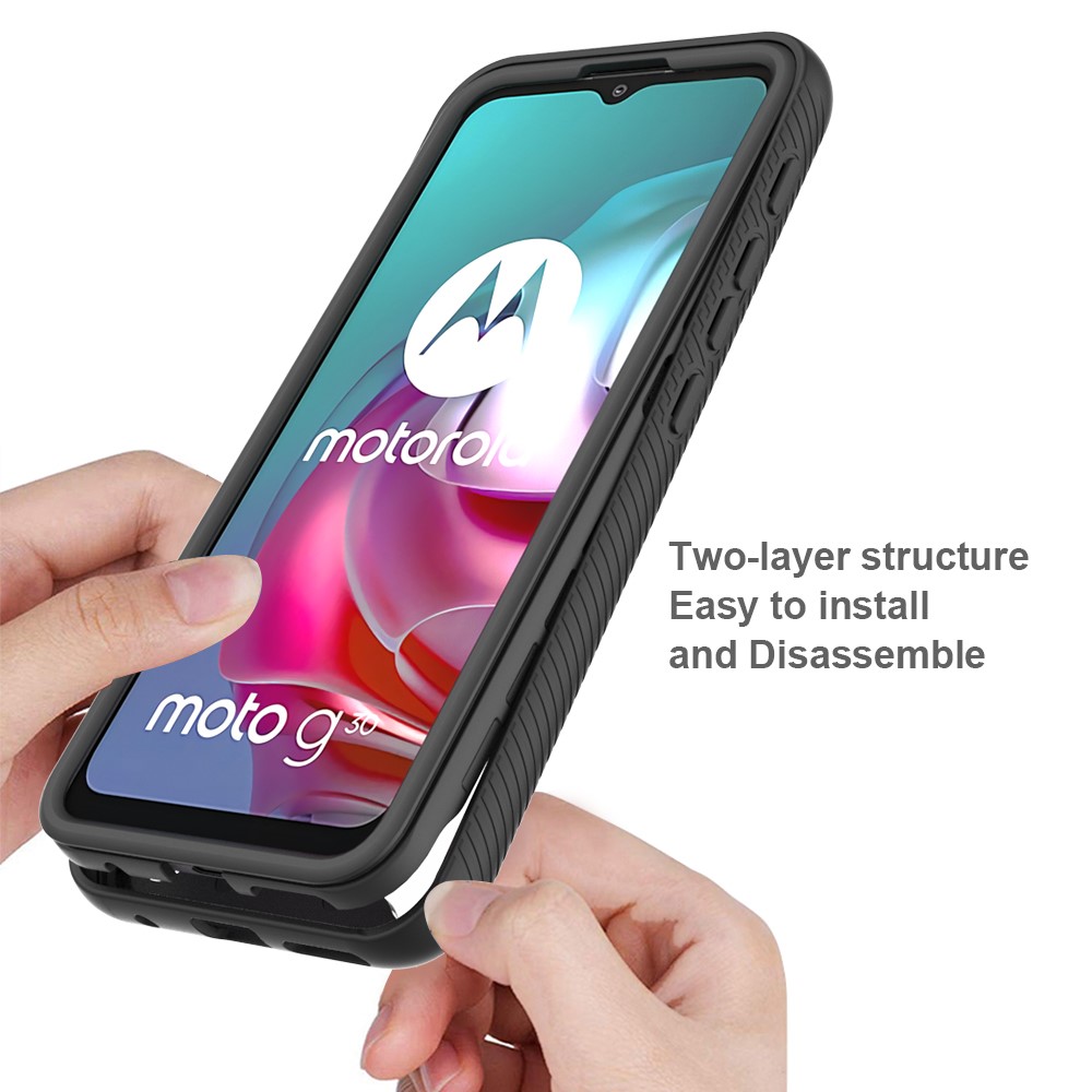 Well-Protected TPU + PC Hybrid Case Protective Cover for Motorola Moto G30 - Black-4