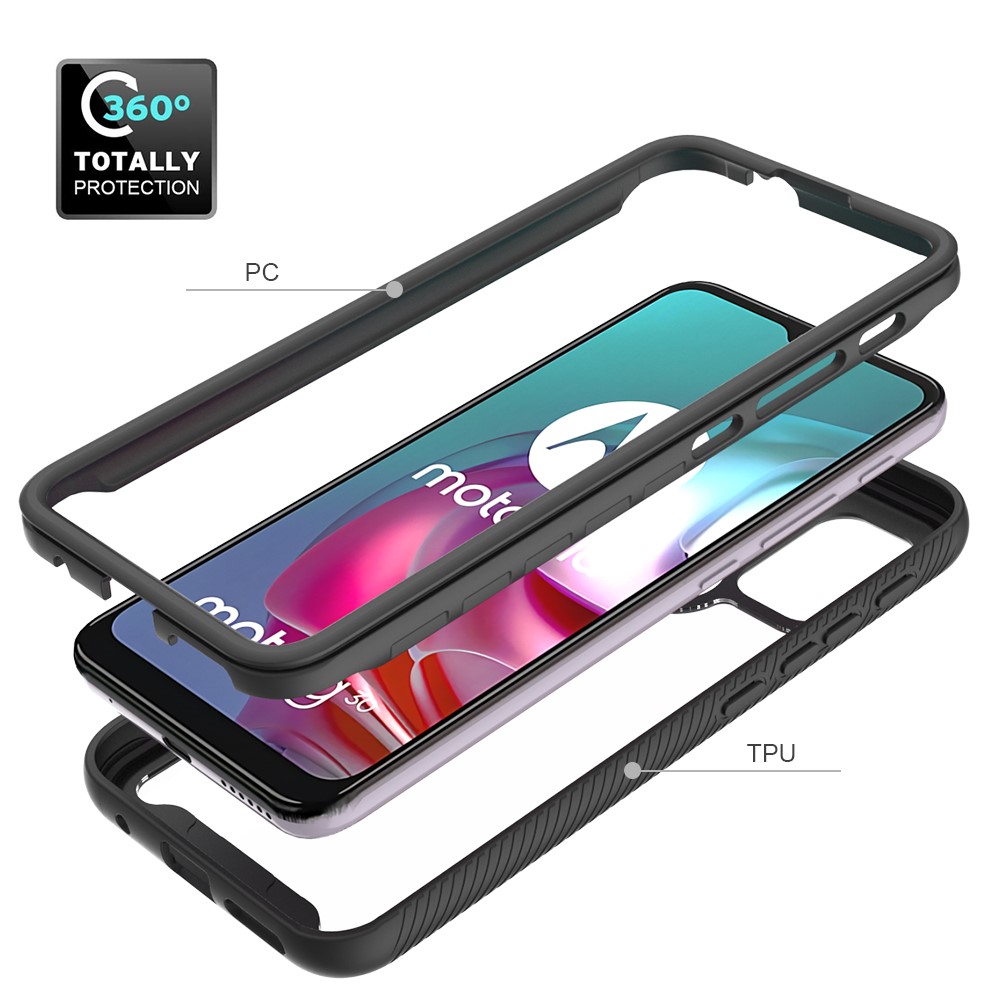 Well-Protected TPU + PC Hybrid Case Protective Cover for Motorola Moto G30 - Black-5