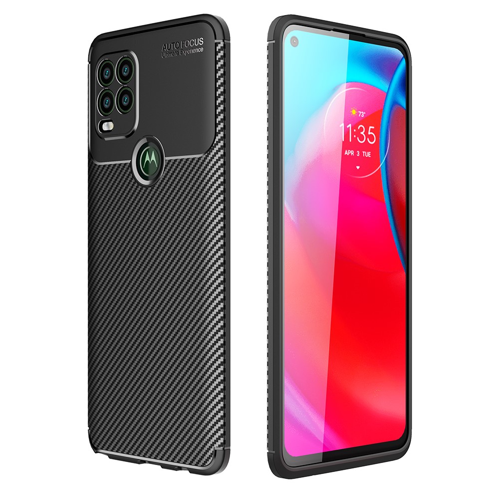 Carbon Fiber Texture Anti-Drop TPU Phone Case Cover for Motorola Moto G Stylus 5G - Black-1