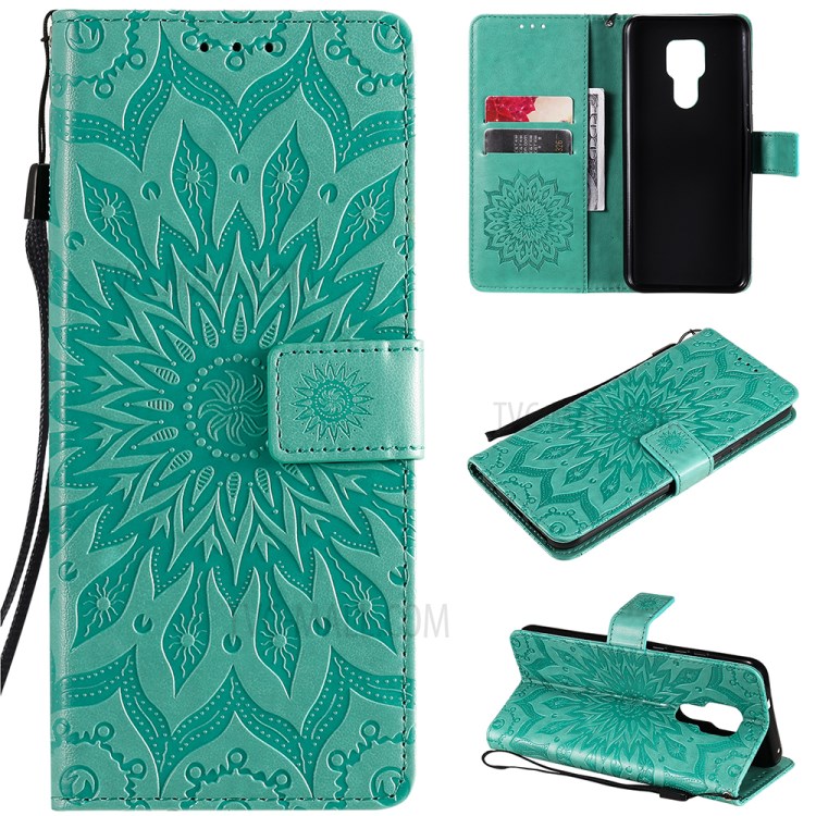Flower Pattern Imprinting PU Leather Wallet Phone Cover with Stand for Motorola Moto G Play (2021) - Green-11