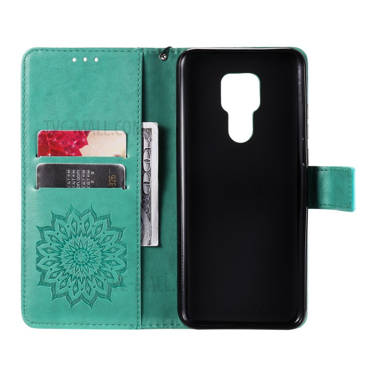 Flower Pattern Imprinting PU Leather Wallet Phone Cover with Stand for Motorola Moto G Play (2021) - Green-4