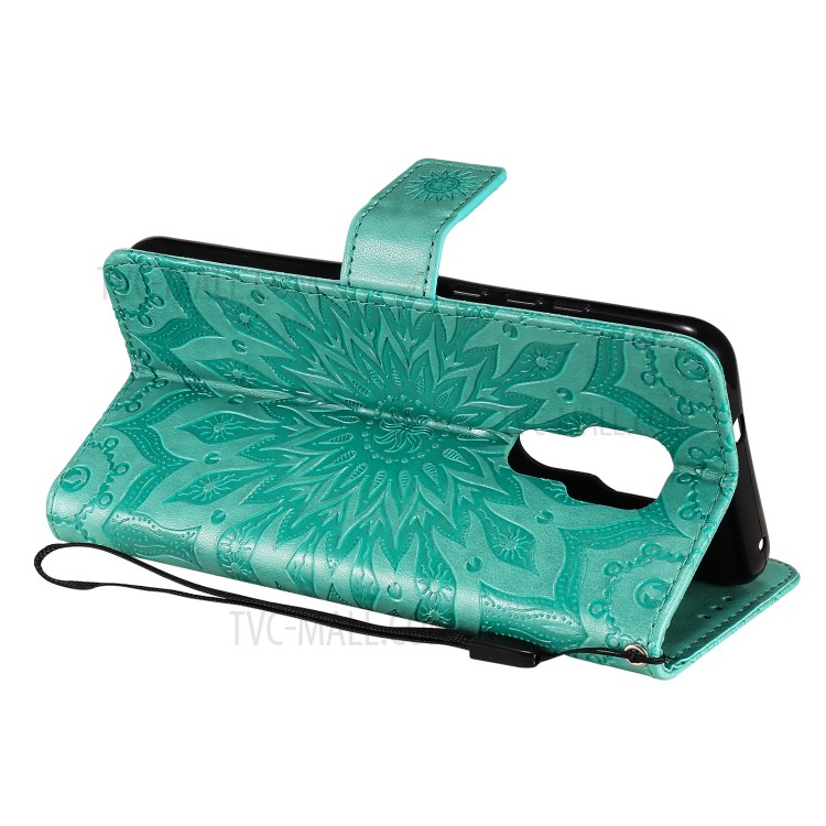 Flower Pattern Imprinting PU Leather Wallet Phone Cover with Stand for Motorola Moto G Play (2021) - Green-5