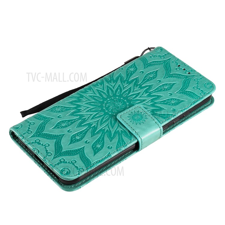 Flower Pattern Imprinting PU Leather Wallet Phone Cover with Stand for Motorola Moto G Play (2021) - Green-8