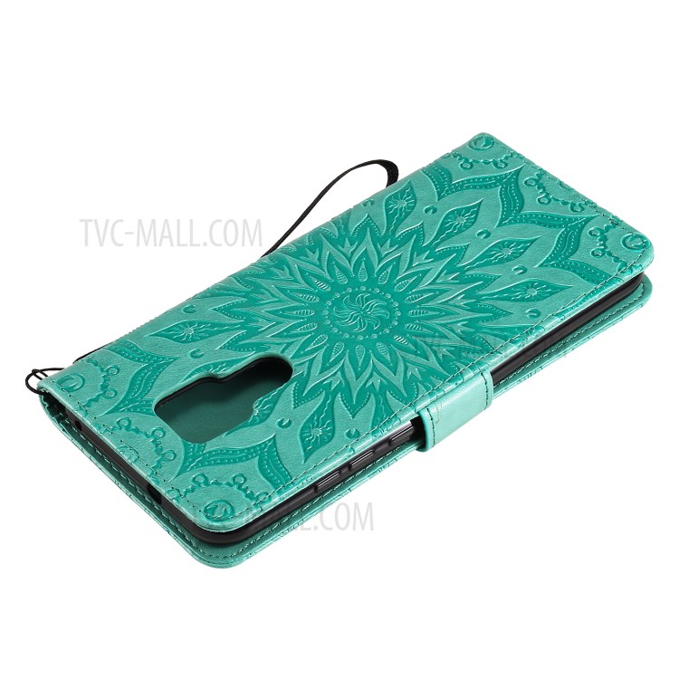 Flower Pattern Imprinting PU Leather Wallet Phone Cover with Stand for Motorola Moto G Play (2021) - Green-9