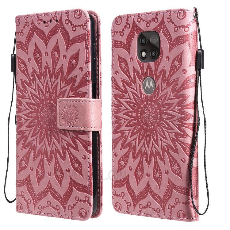 Flower Pattern Imprinting PU Leather Phone Cover with Wallet Stand for Motorola Moto G Power (2021) - Pink-1