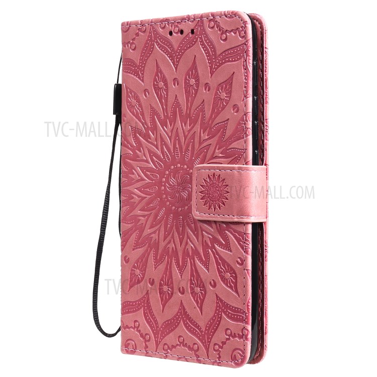 Wallet Design Flower Pattern Imprinting PU Leather Stand Phone Cover for Motorola Moto E7 Power - Pink-2