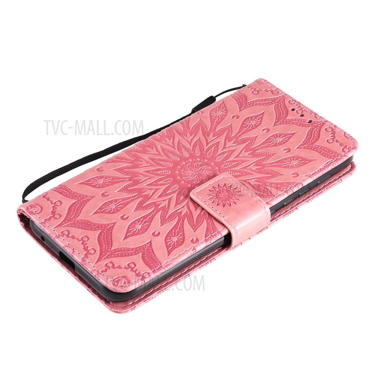 Wallet Design Flower Pattern Imprinting PU Leather Stand Phone Cover for Motorola Moto E7 Power - Pink-8
