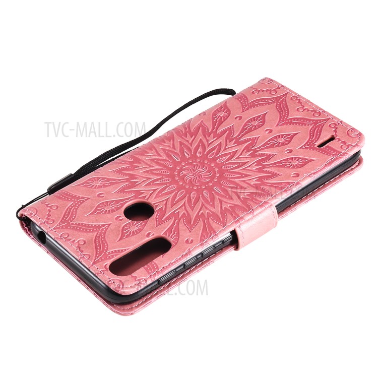 Wallet Design Flower Pattern Imprinting PU Leather Stand Phone Cover for Motorola Moto E7 Power - Pink-9